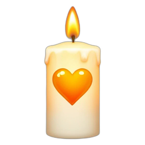 candle with an orange heart instead of flame sticker