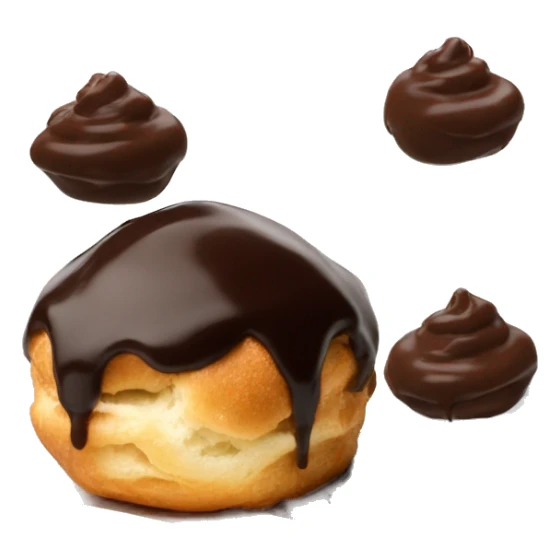 A profiterole with chocolate dip next to it sticker