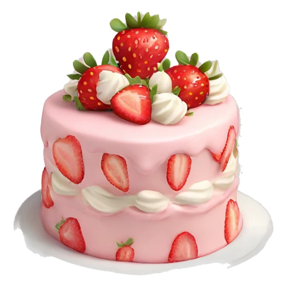 Light Pink strawberries and cream birthday cake  sticker