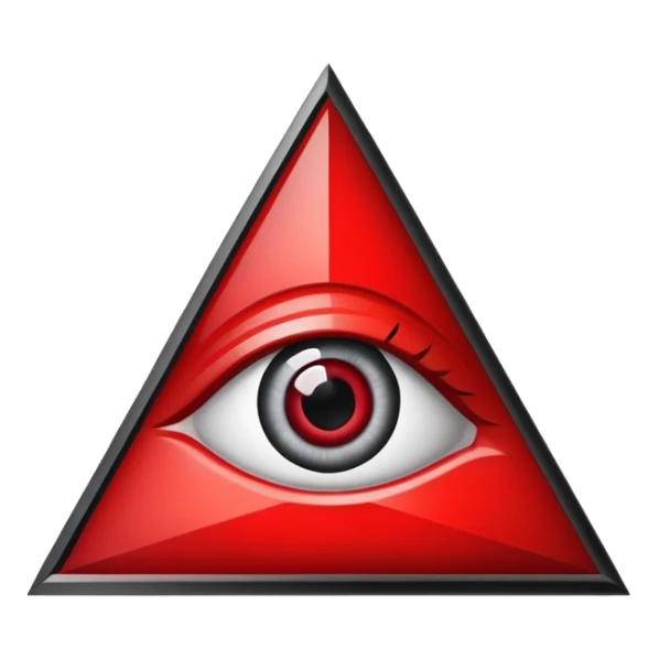 Illuminati triangle symbol with eye in center, black and red color scheme sticker