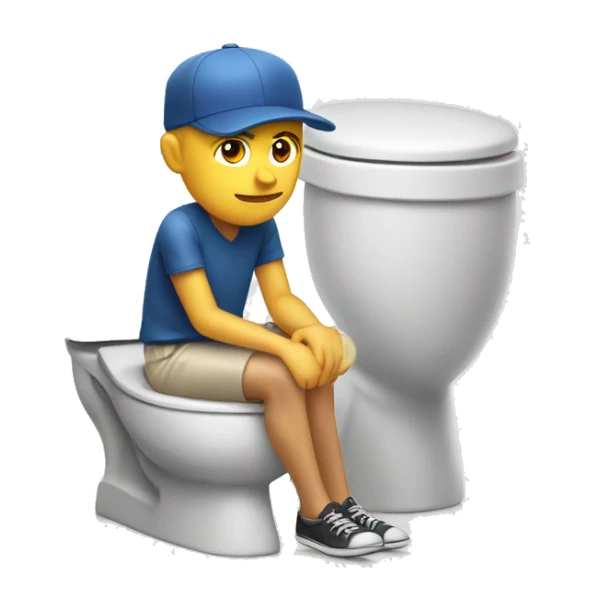 White man sitting in the toilet with a backwards baseball hat on sticker