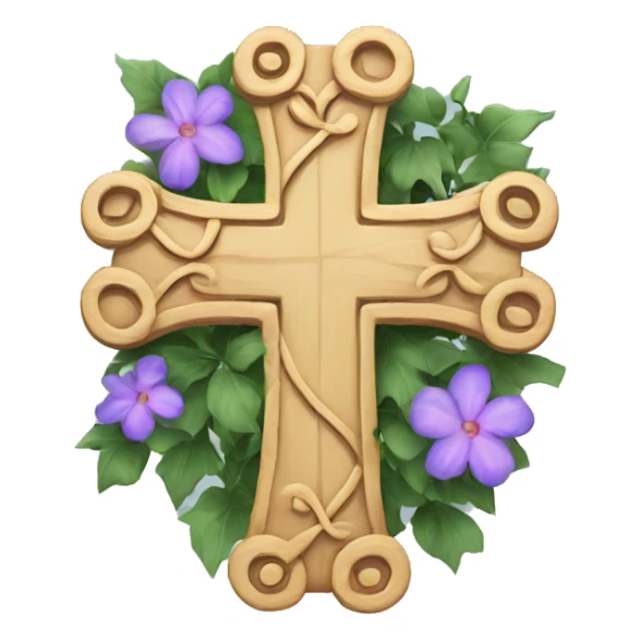 beautiful realistic cross with flowers and vines wrapped around it sticker