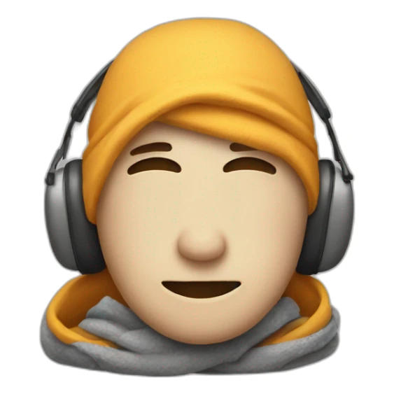 face wearing ear defenders wrapped in a blanket sticker