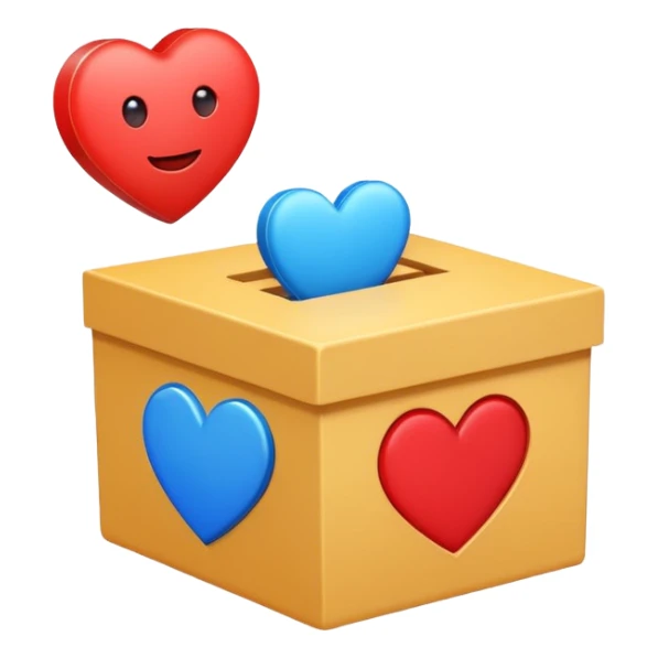 vote box no smile face and blue heart sticker