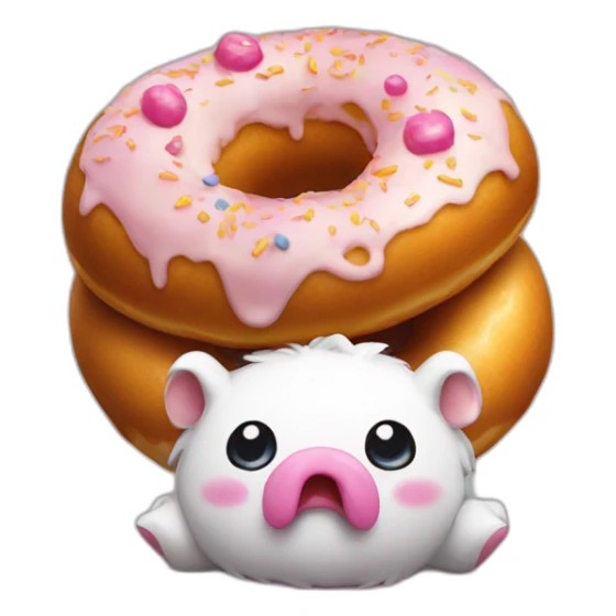 poro from lol eating donut sticker