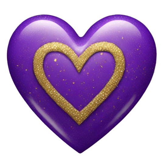 purple heart with gold sparkles sticker