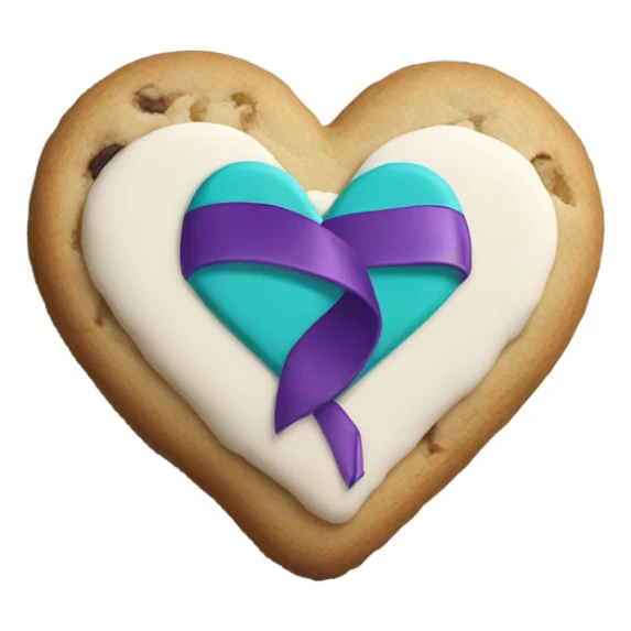 Purple teal Suicide awareness ribbon on heart cookie sticker