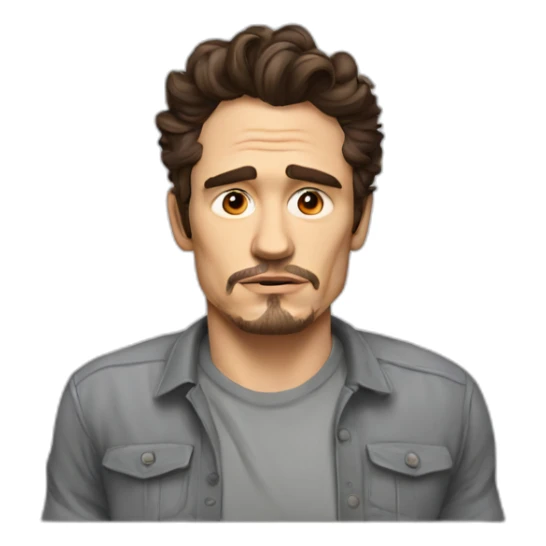james franco serious cartoon wearing shirt sticker