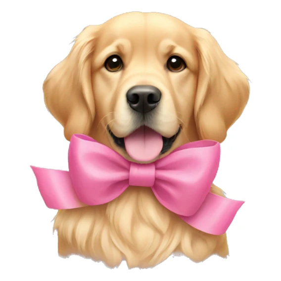 Golden retriever wearing pink bow sticker