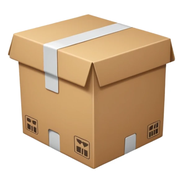 Minimal line-art icon of a shipping box, simple modern style, clean outlines, slightly 3D, no background, transparent, represents “reselling / e-commerce / flipping items” sticker