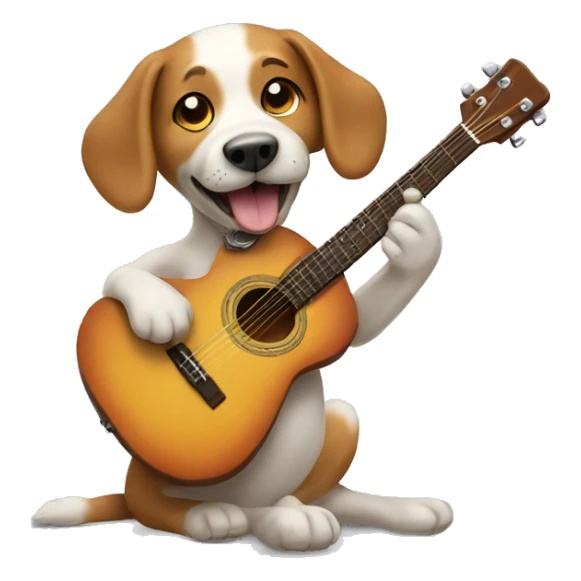 dog play the guitar  sticker
