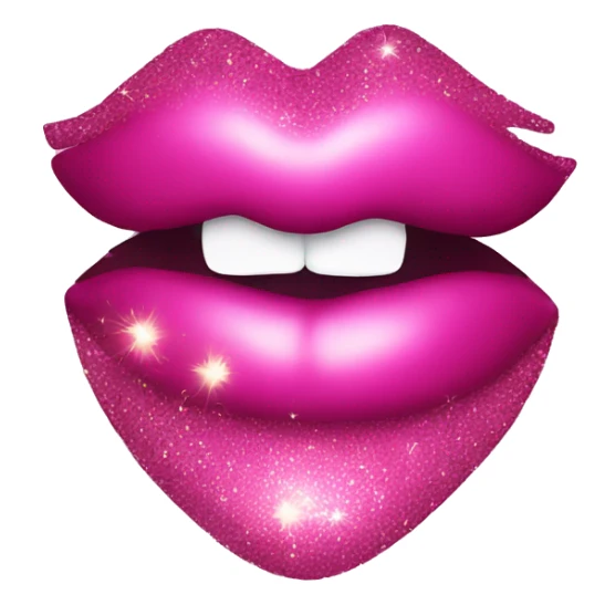 pink kiss with glitter  sticker