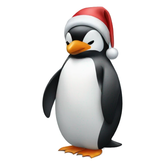 penguin in snow wearing christmas hat sticker