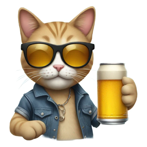 Cat with sunglasses and beer sticker