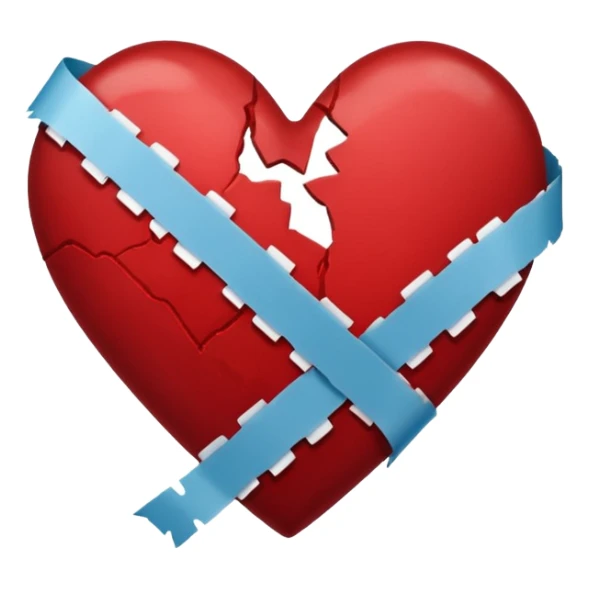 a dark red broken heart taped sticker