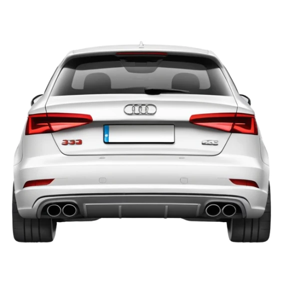 white Audi S3 8V rear view visible quad exhausts sticker