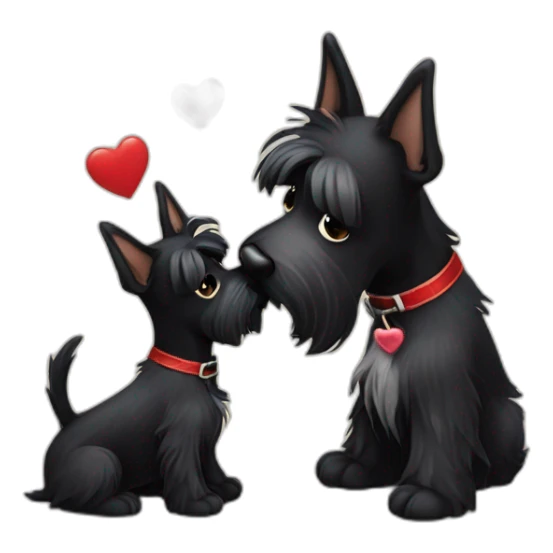 Senior Two black Scottish terrier kissing sticker