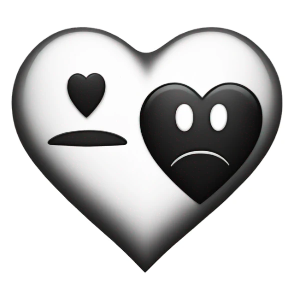 Black heart combine with white heart  sticker