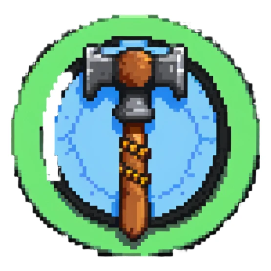 Discord-style moderator badge with hammer symbol sticker