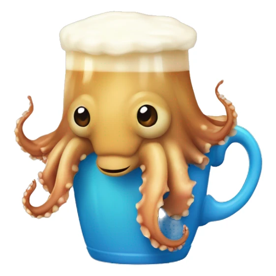 cuttlefish kawaii style with a mug of beer 🍻 sticker