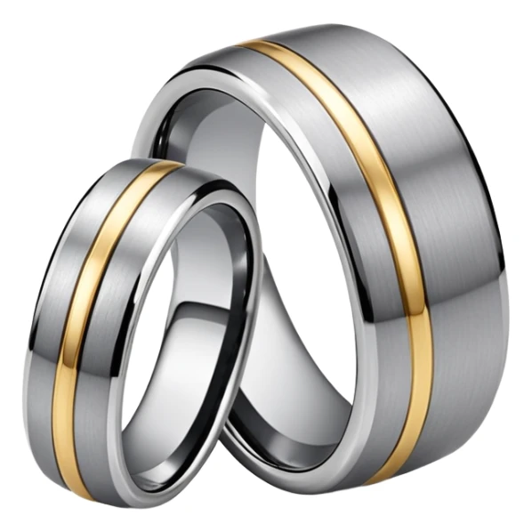 Two tone Tungsten silver and small gold trim metal ring sticker