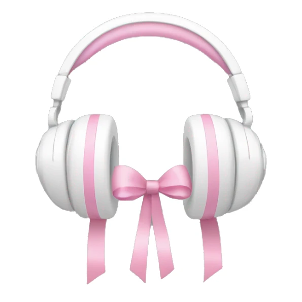 white headphones with baby pink ribbons on the sides  sticker