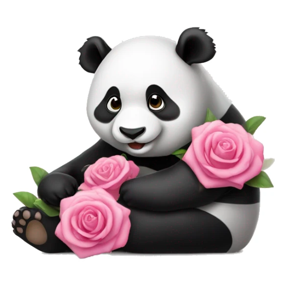 Un panda heureux avec un fond rose sticker