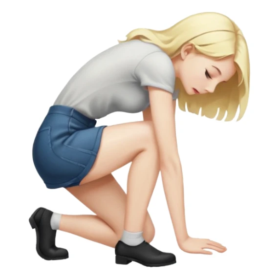 Naked blonde girl bending over  sticker