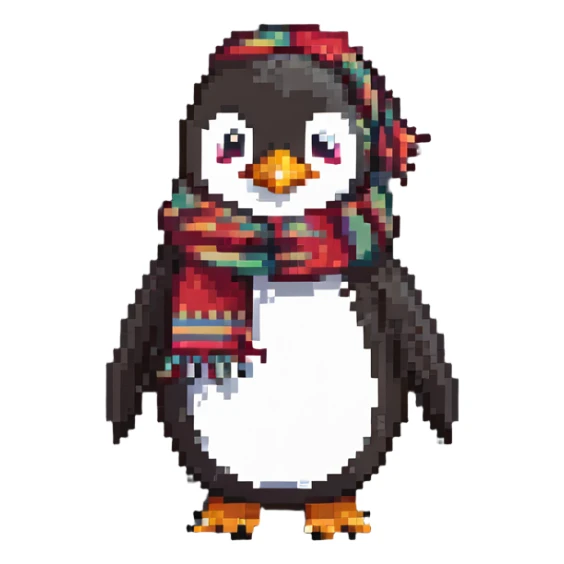 Happy cartoon penguin with scarf sticker