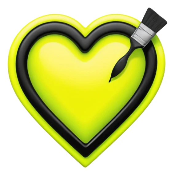 A neon yellow heart with black brushes inside the heart and The text UVP inside the heart sticker