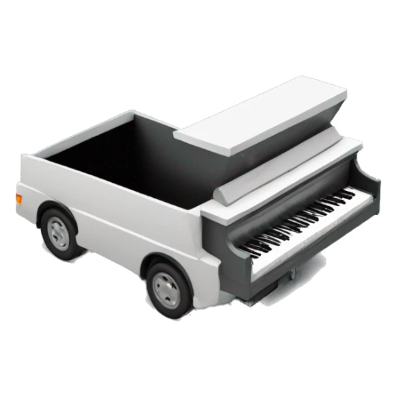 piano in a closednbox truck, side angle, isometric, shell xray vision  sticker