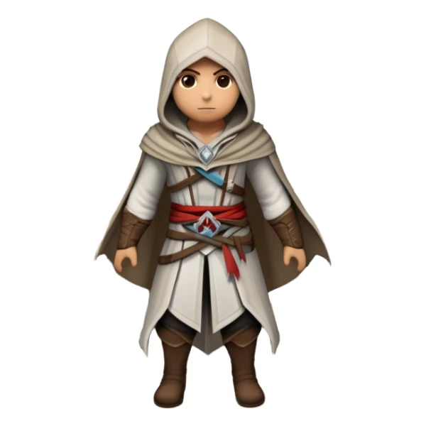 An icon representing an adventure game, inspired by Assassin's Creed. The design features a heroic character in hooded attire, scaling a tall building in a historical cityscape. The background shows ancient architecture and hidden symbols, symbolizing exploration and stealth. Transparent background  sticker