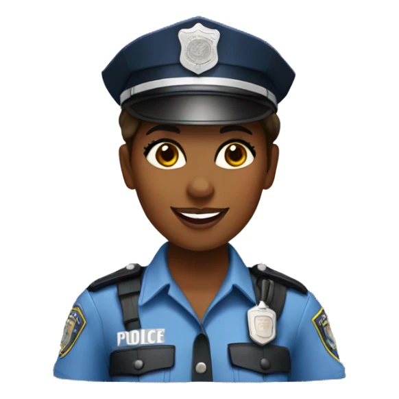 A police woman, brown skin, happy sticker