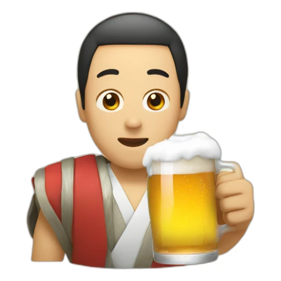 Japanese holding beer sticker
