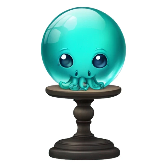 crystal ball with turquoise cute little octopus clinician sticker