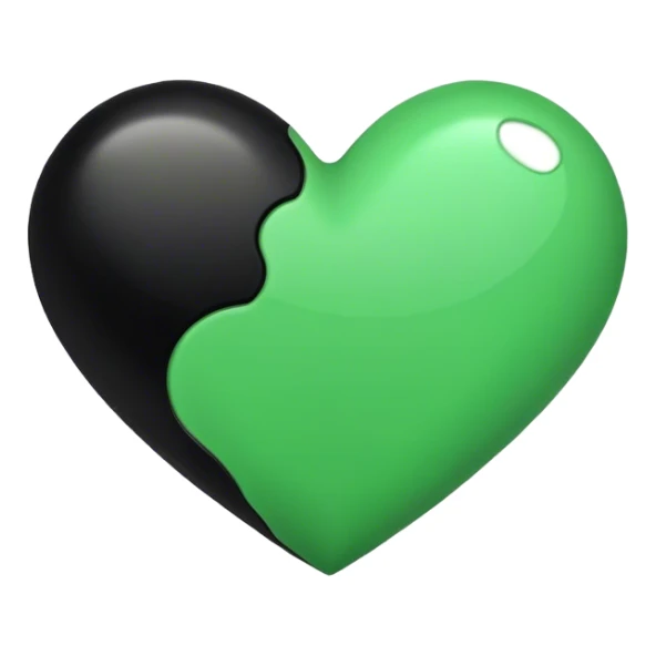 A green and black heart sticker
