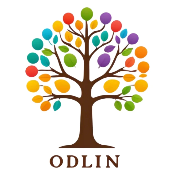 family genealogy logo using the name Odlin and multiple colors. sticker