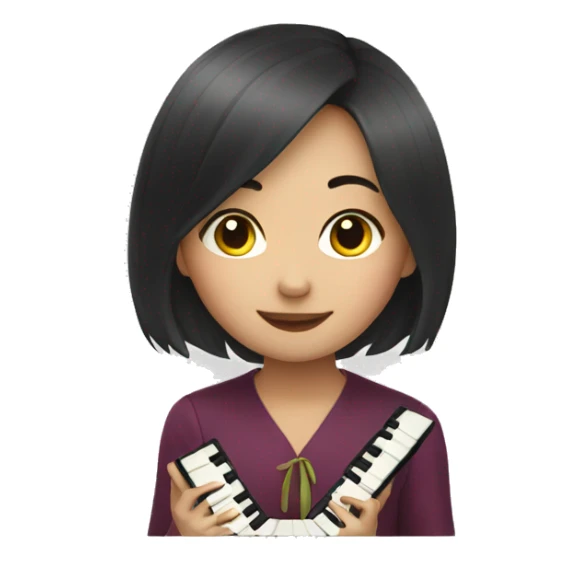 Asian girl playing piano sticker
