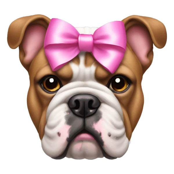 Bulldog with a pink bow on head  sticker