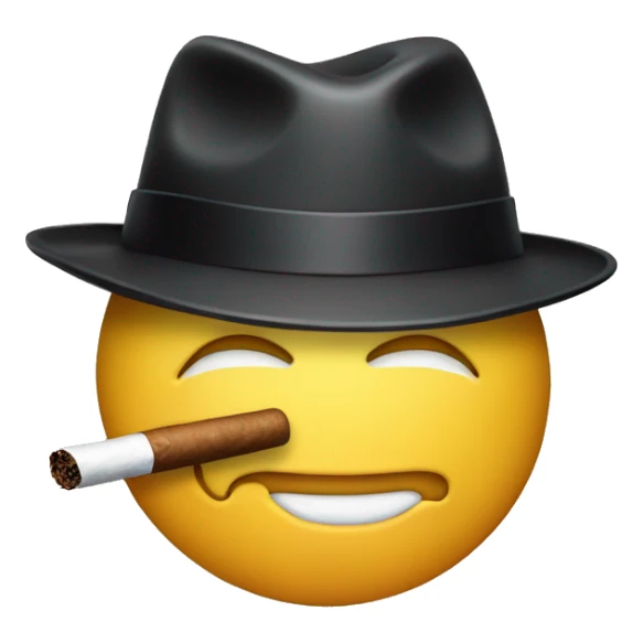 The face has a fedora hat on and the emoji has a cigar in its mouth. mafia emoji sticker