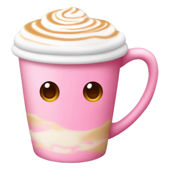 A pink cup of latte with latte art sticker