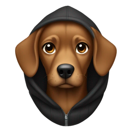 Brown dog wearing black puffer hoodie  sticker