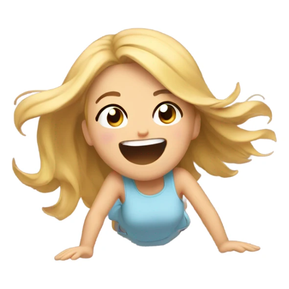 Cute girl falling over and laughing sticker