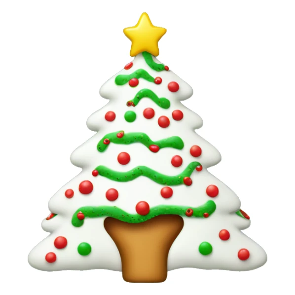 White Christmas tree with red icing drizzled with green sprinkles  sticker
