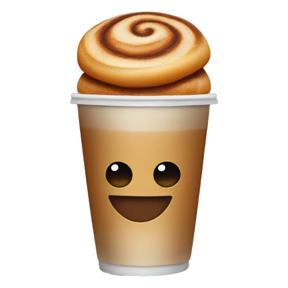 Cinnamon and cappuccino bun in a disposable glass sticker