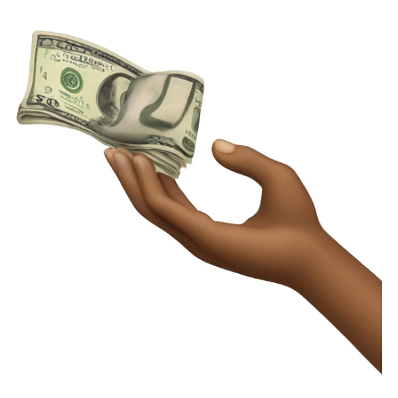 a hand giving money in the form of generosity sticker