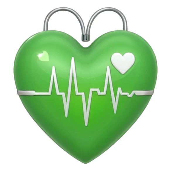 green heart with ECG heartbeat line sticker