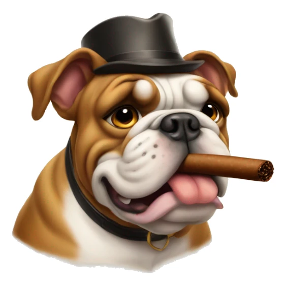 Bulldog with cigar sticker