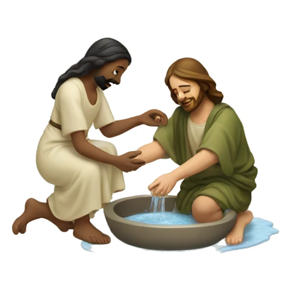 Jesus washing feet of woman sticker