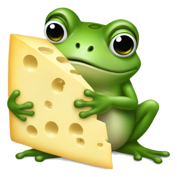 Frog holding a big block of Swiss cheese sticker